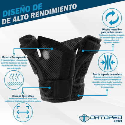 Muñequera de Compresión con Soporte de Pulgar para Artritis, Túnel Carpiano y Tendinitis